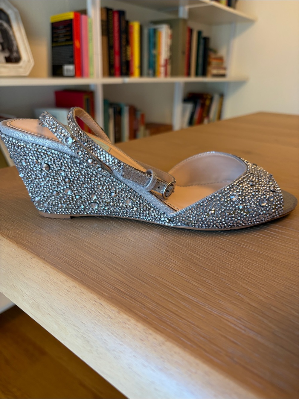Betsey Johnson Embellished Silver Wedge Sandals - Picture 2 of 7